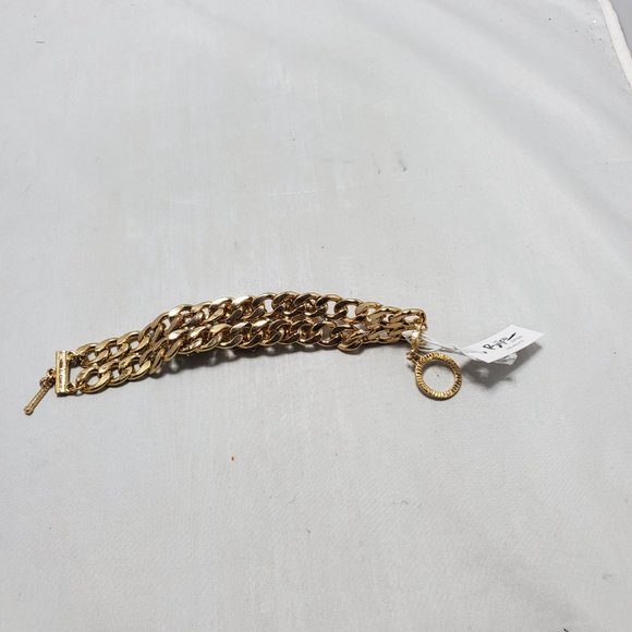 Bijou  multi-color rhinestone with gold links bracelet - Picture 5 of 5